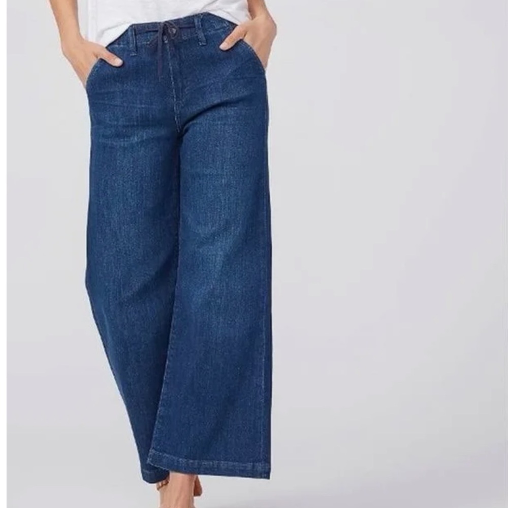 NWT Paige Carly Wide Leg Denim Tie Waist Jean in Roya Size 26